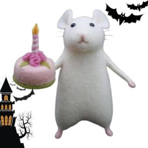 7.5 x 3 x 3 cm Felt Halloween Felt Cute Needle Felted with Birthday Cake Handmade Christmas Halloween Wool Felt Doll Creative Personality