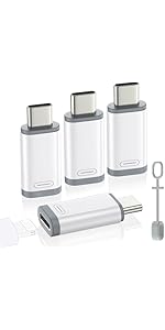 MoKo 4Pack Lighting Female to USB C Male Adapter,USB-C to Lightning Adapter for iPhone 15/16 Pro...