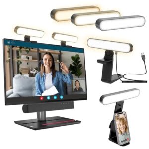 Lmaqfum 5W Bright Selfie Light Computer Laptop Video Conference Light Monitor Light 3000-6500K with Adjustable Stand for Webcam Zoom Call Video Meeting Recording Podcast Live Streaming
