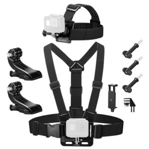 K&F Concept Elastic Chest Harness & Head Strap Mount for GoPro Hero 13 12 11 10 9 Black DJI Osmo AKASO Accessories Kit for Action Cameras