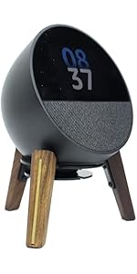 Alloery Desk Stand Compatible for Echo Spot Wood Stand Protect Speaker Sound Better Stable Wooden...