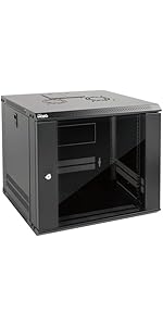 Tecmojo 9U Wall Mount Server Cabinet IT Network Rack Enclosure Lockable Door and Side Panels Blac...