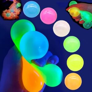 Glorbs Balls | 6Pcs Glows In The Dark Sticky Balls to Throw at Ceiling | Reusable Sticky Glows Balls Sensory Toys | Ceiling Balls Dream Balls Squeeze Stress Balls For Kids Adul