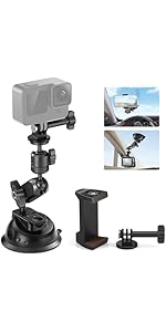 NEEWER Suction Cup Mount for GoPro Action Camera with Magic Arm & 360° Pan 90° Tilt Ball Head, Qu...