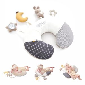 MiniDream Tummy Time Activity Pillow for Babies - with 4 Detachable Toys