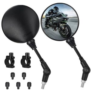 Lizbn Motorcycle Mirrors Set Universal 7/8" 22mm Round Motorbike Mirror E7-MARK Approved M10 M8 Foldable Motorbike Rearview Mirror for Street Bike Sport Bike Scooter Cruiser ATV Moto