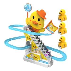 WJnflQN Small Duck Climbing Stairs Toy Stair Climbing Ducks Electric Climbing Stairs Toys Duck Climbing Stairs Toy With LED Lights And Music Duck Roller Coaster Toy Set For Kids Ages 3+