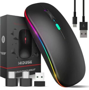 Wireless Mouse for Laptop With 2 USB A to USB C Adapter