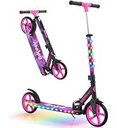 BELEEV V8 Scooters for Kids Ages 6+ with Light-Up Stem & Deck, 2 Wheel Folding Scooter for Adults...
