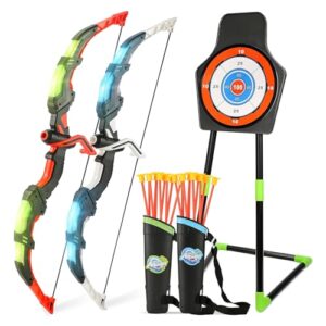 Bow and Arrow Set Kids - Archery Set with LED Lights - Kids Bow and Arrow Set Includes 20 Suction Cup Arrows
