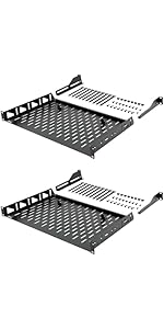Tecmojo 1U Vented Cantilever Shelf (2pcs Pack, 12'' Depth)