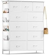Chest of Drawers - Dresser for Bedroom with 11 Drawers - Fabric Dresser with Wood Top and Large S...
