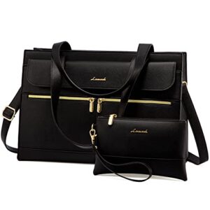 LOVEVOOK Laptop Bags for Women 17.3 Inch Ladies Work Bags Large Tote Bag with Laptop Compartment Designer Handbag Stylish PU Leather Briefcase for School Shoulder Bag for Office Business