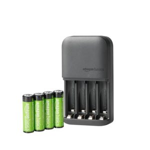 Amazon Basics Rechargeable AA NiMh Batteries with 4 Bay Battery Charger