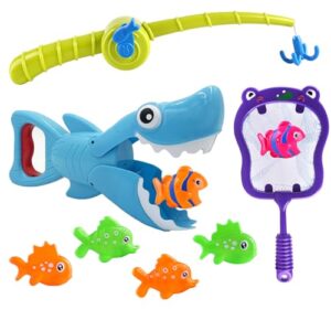 Bath Toys Baby Bath Fishing Pole Games Swimming Shark Grabber Water Table Pool Bath Time Infant Bathtub Tub Toy Set Toddlers Non Toxic Mold Free Bath Toys for Kids Ages 4-8 Boys Girls