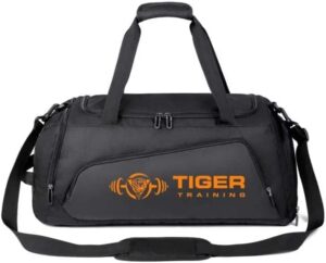 Tiger Training Gym Sport Bag Caspian 4.0 with Shoe Compartment Large Waterproof Pocket Travel Holdall Weekend Bags Duffel Bag with Shoulder Strap for Men and Women 40L Black