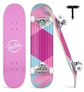 BELEEV Skateboards, 31 x 8 inch Complete Skateboard for Beginners, 7 Layer Canadian Maple Double ...