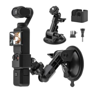 iEago RC Suction Cup Mount for DJI Osmo Pocket 3,Action Camera Car Windshield Window Vehicle Boat Camera Suction Cup Bracket Holder for Insta360 X4 X3 X2 ONE R RS GO 3/for GoPro Hero 12 11 10 9 8 7