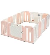 COSTWAY Baby Playpen for Babies and Toddlers, 206 x 147cm Playard with 50 Ocean Balls, Handles, Z...