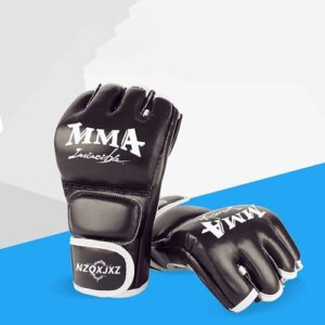 NZQXJXZ MMA Boxing Gloves for Men Women -Training Half Finger Gloves with More Padding - Synthetic Leather Boxing Glove Heavy Bag Gloves for Training UFC Kickboxing Muay Thai