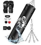 NZQXJXZ Punching Bag Hanging Set,120cm/4ft Boxing Bag with A Full Range of Accessories, Microfibe...