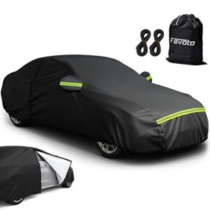 Favoto Sedan Car Cover Waterproof - Custom Fit for Toyota Corolla All Weather for Automobiles Outdoor with Reflective Stripe Snow Sun Dust UV Protection Full Exterior Cove