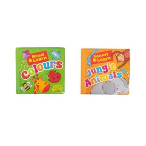 Pack of 2 Baby Bath Books Educational Number Letters Stimulating Sensory Interactive Jungle Colours Animals