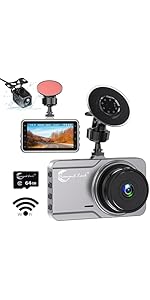 Diamond Lark Car Dash Camera Built-in WiFi, 2K Front and 1080P Rear Dual Dash Cam,Dashcam with 64...