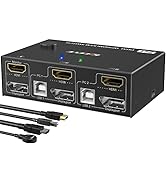 8K USB 3.0 Displayport KVM Switch 2 Monitors 2 Computers 8K@30Hz 4K@144Hz,MLEEDA Dual Monitor Dis...