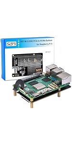 GeeekPi N07 M.2 PCIe to NVMe Bottom SSD Pip PCIe Peripheral Board for Raspberry Pi 5, Support M.2 ...