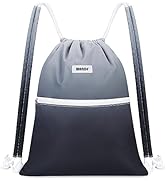 WANDF Drawstring Backpack with Shoulder Pad String Bag Sackpack Cinch Water Resistant Nylon for G...