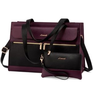 LOVEVOOK Laptop Bags for Women 17.3 Inch Ladies Work Bags Large Tote Bag with Laptop Compartment Designer Handbag Stylish PU Leather Briefcase for School Shoulder Bag for Office Business