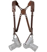 Padwa Lifestyle Tan Dual Camera Harness Strap for Two-Cameras - Dual Shoulder Full Grain Leather ...