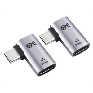 Cable Matters 2-Pack 40Gbps Flat Right Angle USB C Adapter with 240W PD (90 Degree USB C Adapter) in Black - Thunderbolt 4