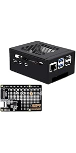 GeeekPi Metal Case with N07 M.2 NVMe SSD Pip PCIe Peripheral Board Bottom for Raspberry Pi 5, Sup...