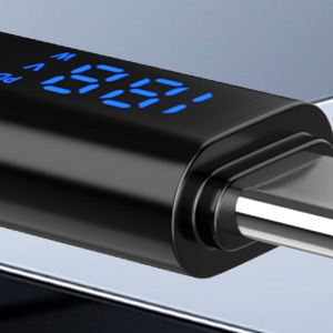USB C to Lightning adapter with LED digital display