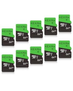 KEXIN 64GB Micro SD Cards SD Adapter 10 Pack MicroSDHC Memory Card Class 10 UHS-I External Micro SD Card TF Card for Tablet
