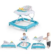 COSTWAY Sit to Stand Walker, Adjustable Baby Push Along Walkers with Lights, Music and Detachable...