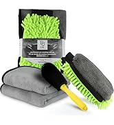 Car Wash Kit 10pcs, Microfibre Valet Washing Towels Set, Double Sided Thickened 30 x 60cm 30 x 30...