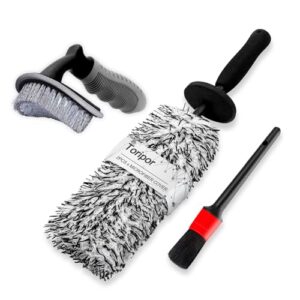 Microfibre Car Wheel Cleaning Cleaner Brush Kit with Alloy Tyre & Rim Brush