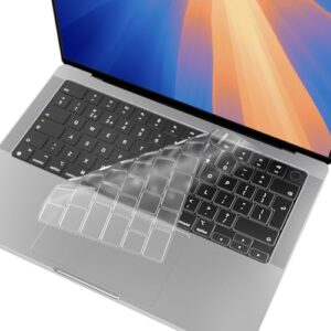 Arisase Ultra Thin TPU Keyboard Cover Skin for MacBook Pro 14"/16" with M4/M4 Pro/M4 Max Chip 2024 Soft Laptop Protective Accessories for MacBook Pro 14.2/16.2 Inch EU/UK Layout (Clear)