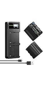 Neewer Fast Charger Dual USB with 2-Pack 6600mAh Replacement NP-F970 Batteries, Compatible with S...