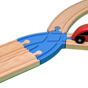 Baymo Crossover Track to fit Wooden Train Railway for Kids Age 3 Years & Up - Railway Set Accessories & Add Ons
