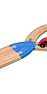 Baymo Crossover Track to fit Wooden Train Railway for Kids Age 3 Years & Up - Railway Set Accesso...