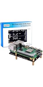 GeeekPi N21 Dual NVMe SSD Shield Bottom for Raspberry Pi 5, Supports Hailo-8 AI Accelerator, N21 ...