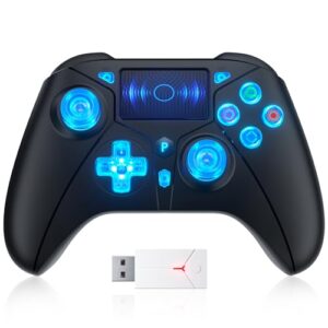 TURPOW Wireless Controller for PS-5 RGB Gamepad Remote Control with Dual Motor Vibration/6-Axis Sensor/Turbo/3.5mm Audio Jack/Touch Pad for Ps-3/Ps-4/Ps-5/Pro/Slim/S-witch/Pc Black