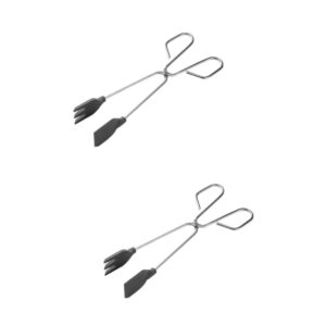 KONTONTY 2 Pcs Silicone Clip Barbecue Tong Barbeque Tongs Scissor Kitchen Tong Flipping Steak Tong Biscuit Tin Heavy Duty Shears Bread Tongs Mini Toast Mini Food Clip Stainless Steel
