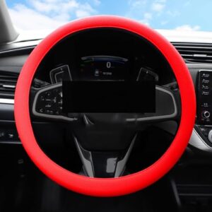 Steering Wheel Covers，Non-Slip Silicone Car Steering Wheel Protective Cover Car Wheel Cover Elastic Stretch Car Steering Cover Universal for Diameter 32-40cm/12.6-15.7In (Red)