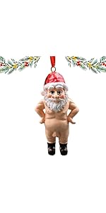 Naughty Christmas Ornaments, 3D Novelty Funny Santa Pendant, Hanging Pendant Decorations for Home...