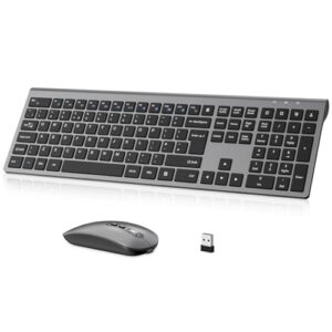EasyTyping Rechargeable Wireless Keyboard and Mouse - Type with Ease & Double Your Efficiency - High-end Laptop Keyboard Technology -Full Size Keyboard Noiseless Mouse